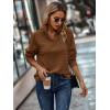 imageECOWISH Women Tops Quarter Zip Fall Winter Tunics Casual Oversized Pullover Ribbed Quilted V Neck Collared Outfits Loose 2025Coffee