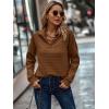 imageECOWISH Women Tops Quarter Zip Fall Winter Tunics Casual Oversized Pullover Ribbed Quilted V Neck Collared Outfits Loose 2025Coffee