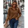 imageECOWISH Women Tops Quarter Zip Fall Winter Tunics Casual Oversized Pullover Ribbed Quilted V Neck Collared Outfits Loose 2025Coffee