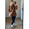 imageECOWISH Women Tops Quarter Zip Fall Winter Tunics Casual Oversized Pullover Ribbed Quilted V Neck Collared Outfits Loose 2025Coffee