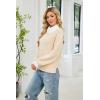 imageECOWISH Women Fall Pullover Sweater Turtleneck Plaid Long Sleeve Loose Casual Chunky Checked Knit Winter Sweaters Jumper Tops471 Beige