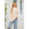 imageECOWISH Women Fall Pullover Sweater Turtleneck Plaid Long Sleeve Loose Casual Chunky Checked Knit Winter Sweaters Jumper Tops471 Beige