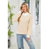 imageECOWISH Women Fall Pullover Sweater Turtleneck Plaid Long Sleeve Loose Casual Chunky Checked Knit Winter Sweaters Jumper Tops471 Beige