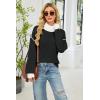 imageECOWISH Women Fall Pullover Sweater Turtleneck Plaid Long Sleeve Loose Casual Chunky Checked Knit Winter Sweaters Jumper Tops471 Black