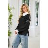 imageECOWISH Women Fall Pullover Sweater Turtleneck Plaid Long Sleeve Loose Casual Chunky Checked Knit Winter Sweaters Jumper Tops471 Black