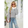 imageECOWISH Women Fall Pullover Sweater Turtleneck Plaid Long Sleeve Loose Casual Chunky Checked Knit Winter Sweaters Jumper Tops471 Grey
