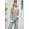 imageECOWISH Women Fall Pullover Sweater Turtleneck Plaid Long Sleeve Loose Casual Chunky Checked Knit Winter Sweaters Jumper Tops471 Grey
