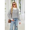 imageECOWISH Women Fall Pullover Sweater Turtleneck Plaid Long Sleeve Loose Casual Chunky Checked Knit Winter Sweaters Jumper Tops471 Grey