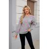 imageECOWISH Women Valentine Heart Sweater V Neck Embroidery Knit Loose Casual Long Sleeve Ribbed Pullover Sweaters3459 Gray