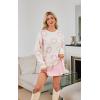 imageECOWISH Women Valentine Heart Sweater V Neck Embroidery Knit Loose Casual Long Sleeve Ribbed Pullover Sweaters3459 Pink