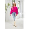 imageECOWISH Women Valentine Heart Sweater V Neck Embroidery Knit Loose Casual Long Sleeve Ribbed Pullover Sweaters3459 Rose Red
