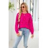 imageECOWISH Women Valentine Heart Sweater V Neck Embroidery Knit Loose Casual Long Sleeve Ribbed Pullover Sweaters3459 Rose Red