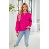 imageECOWISH Women Valentine Heart Sweater V Neck Embroidery Knit Loose Casual Long Sleeve Ribbed Pullover Sweaters3459 Rose Red
