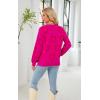 imageECOWISH Women Valentine Heart Sweater V Neck Embroidery Knit Loose Casual Long Sleeve Ribbed Pullover Sweaters3459 Rose Red