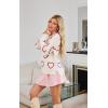 imageECOWISH Women Valentine Heart Sweater V Neck Embroidery Knit Loose Casual Long Sleeve Ribbed Pullover Sweaters3459 White