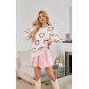imageECOWISH Women Valentine Heart Sweater V Neck Embroidery Knit Loose Casual Long Sleeve Ribbed Pullover Sweaters3459 White