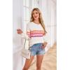 imageECOWISH Womens Sweater Rainbow Colorful Striped Sweaters Long Sleeve Crew Neck Color Block Casual Pullover Blouse Tops3474 Beige