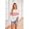 imageECOWISH Womens Sweater Rainbow Colorful Striped Sweaters Long Sleeve Crew Neck Color Block Casual Pullover Blouse Tops3474 Beige