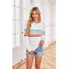 imageECOWISH Womens Sweater Rainbow Colorful Striped Sweaters Long Sleeve Crew Neck Color Block Casual Pullover Blouse Tops3474 White