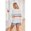 imageECOWISH Womens Sweater Rainbow Colorful Striped Sweaters Long Sleeve Crew Neck Color Block Casual Pullover Blouse Tops3474 White