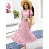 imageECOWISH Short Sleeve Womens Dress Summer Lapel Collar Button Front Casual ALine Maxi Midi Shirt Dresses with Pockets25pink