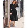 imageECOWISH Short Sleeve Womens Dress Summer Lapel Collar Button Front Casual ALine Maxi Midi Shirt Dresses with Pockets63black
