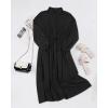 imageECOWISH Short Sleeve Womens Dress Summer Lapel Collar Button Front Casual ALine Maxi Midi Shirt Dresses with Pockets63black