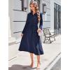 imageECOWISH Short Sleeve Womens Dress Summer Lapel Collar Button Front Casual ALine Maxi Midi Shirt Dresses with Pockets63navy Blue