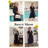 imageECOWISH Short Sleeve Womens Dress Summer Lapel Collar Button Front Casual ALine Maxi Midi Shirt Dresses with PocketsBlack
