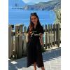 imageECOWISH Short Sleeve Womens Dress Summer Lapel Collar Button Front Casual ALine Maxi Midi Shirt Dresses with PocketsBlack