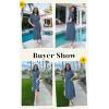 imageECOWISH Short Sleeve Womens Dress Summer Lapel Collar Button Front Casual ALine Maxi Midi Shirt Dresses with PocketsGray Blue