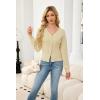imageECOWISH Cardigan Sweaters for Women 2025 Fall Long Sleeve V Neck Button Down Cropped Sweater Winter Ribbed Knit Outwear475 Beige