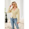 imageECOWISH Cardigan Sweaters for Women 2025 Fall Long Sleeve V Neck Button Down Cropped Sweater Winter Ribbed Knit Outwear475 Beige