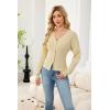 imageECOWISH Cardigan Sweaters for Women 2025 Fall Long Sleeve V Neck Button Down Cropped Sweater Winter Ribbed Knit Outwear475 Beige