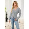 imageECOWISH Cardigan Sweaters for Women 2025 Fall Long Sleeve V Neck Button Down Cropped Sweater Winter Ribbed Knit Outwear475 Grey