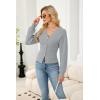 imageECOWISH Cardigan Sweaters for Women 2025 Fall Long Sleeve V Neck Button Down Cropped Sweater Winter Ribbed Knit Outwear475 Grey