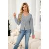 imageECOWISH Cardigan Sweaters for Women 2025 Fall Long Sleeve V Neck Button Down Cropped Sweater Winter Ribbed Knit Outwear475 Grey