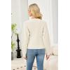 imageECOWISH Cardigan Sweaters for Women 2025 Fall Long Sleeve V Neck Button Down Cropped Sweater Winter Ribbed Knit Outwear475 White