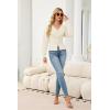 imageECOWISH Cardigan Sweaters for Women 2025 Fall Long Sleeve V Neck Button Down Cropped Sweater Winter Ribbed Knit Outwear475 White