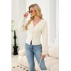 imageECOWISH Cardigan Sweaters for Women 2025 Fall Long Sleeve V Neck Button Down Cropped Sweater Winter Ribbed Knit Outwear475 White