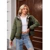imageECOWISH Womens Cropped Puffer Jacket Coat 2025 Winter Warm Stand Collar Short Quilted Jackets Outerwear with PocketsArmy Green