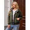 imageECOWISH Womens Cropped Puffer Jacket Coat 2025 Winter Warm Stand Collar Short Quilted Jackets Outerwear with PocketsArmy Green