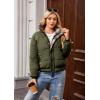 imageECOWISH Womens Cropped Puffer Jacket Coat 2025 Winter Warm Stand Collar Short Quilted Jackets Outerwear with PocketsArmy Green
