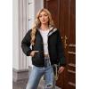 imageECOWISH Womens Cropped Puffer Jacket Coat 2025 Winter Warm Stand Collar Short Quilted Jackets Outerwear with PocketsBlack