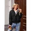 imageECOWISH Womens Cropped Puffer Jacket Coat 2025 Winter Warm Stand Collar Short Quilted Jackets Outerwear with PocketsBlack