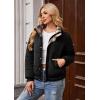 imageECOWISH Womens Cropped Puffer Jacket Coat 2025 Winter Warm Stand Collar Short Quilted Jackets Outerwear with PocketsBlack