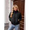 imageECOWISH Womens Cropped Puffer Jacket Coat 2025 Winter Warm Stand Collar Short Quilted Jackets Outerwear with PocketsBlack