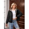 imageECOWISH Womens Cropped Puffer Jacket Coat 2025 Winter Warm Stand Collar Short Quilted Jackets Outerwear with PocketsBlack