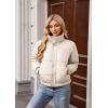 imageECOWISH Womens Cropped Puffer Jacket Coat 2025 Winter Warm Stand Collar Short Quilted Jackets Outerwear with PocketsLight Khaki