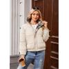 imageECOWISH Womens Cropped Puffer Jacket Coat 2025 Winter Warm Stand Collar Short Quilted Jackets Outerwear with PocketsLight Khaki
